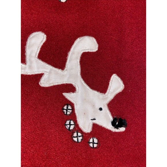 Life Style Red Christmas Vest Reindeer Appliques Full Zip Wool Women's LARGE - Picture 8 of 16